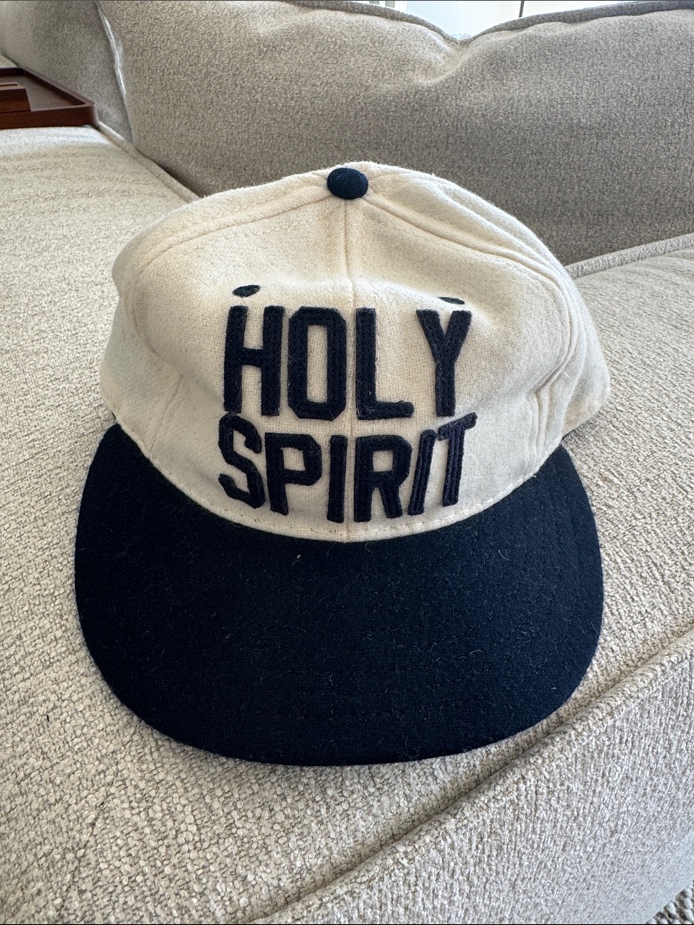 HOLY SPIRIT Two-Tone Wool Snapback Hat - Cream & Black